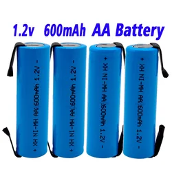 New AA Rechargeable Battery 1.2V 600mah AA NiMH Battery with Solder Pins for DIY Electric Razor toothbrush Toys