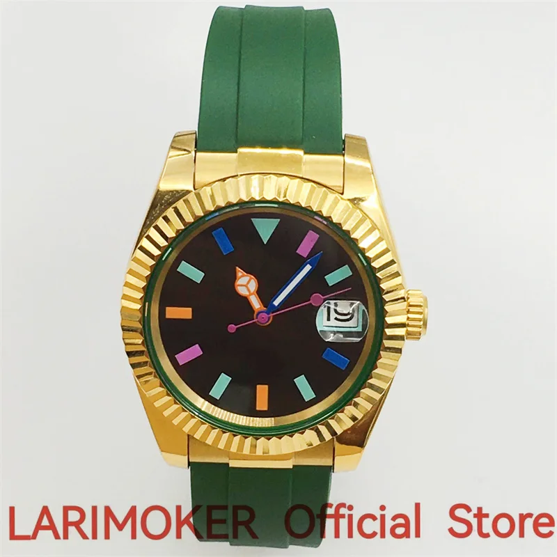 

LARIMOKER 24 Jewel NH35A PT5000 39mm mechanical man watches sapphire glass stainless steel bracelet with luminous dial drawing