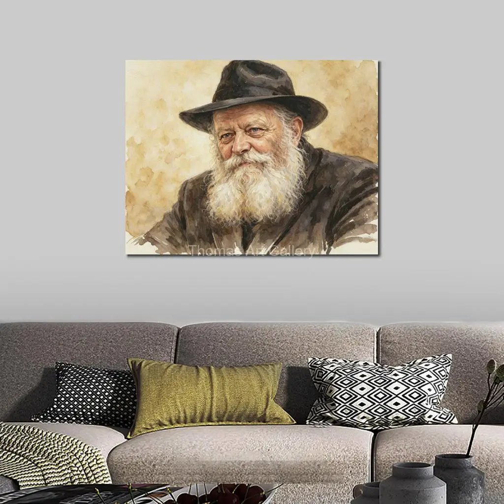 Large Lubavitcher Rebbe Chabad Canvas Print Abstract Jewish Portrait Wall Art Judaica Gift for Living Room Synagogue Home Office