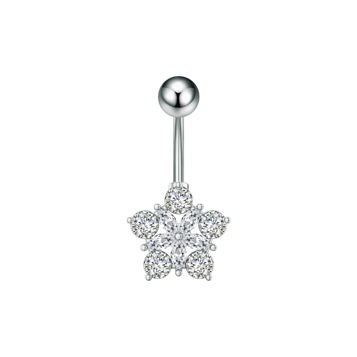Gold Color Clicker Belly Button Ring, Heart Butterfly Design