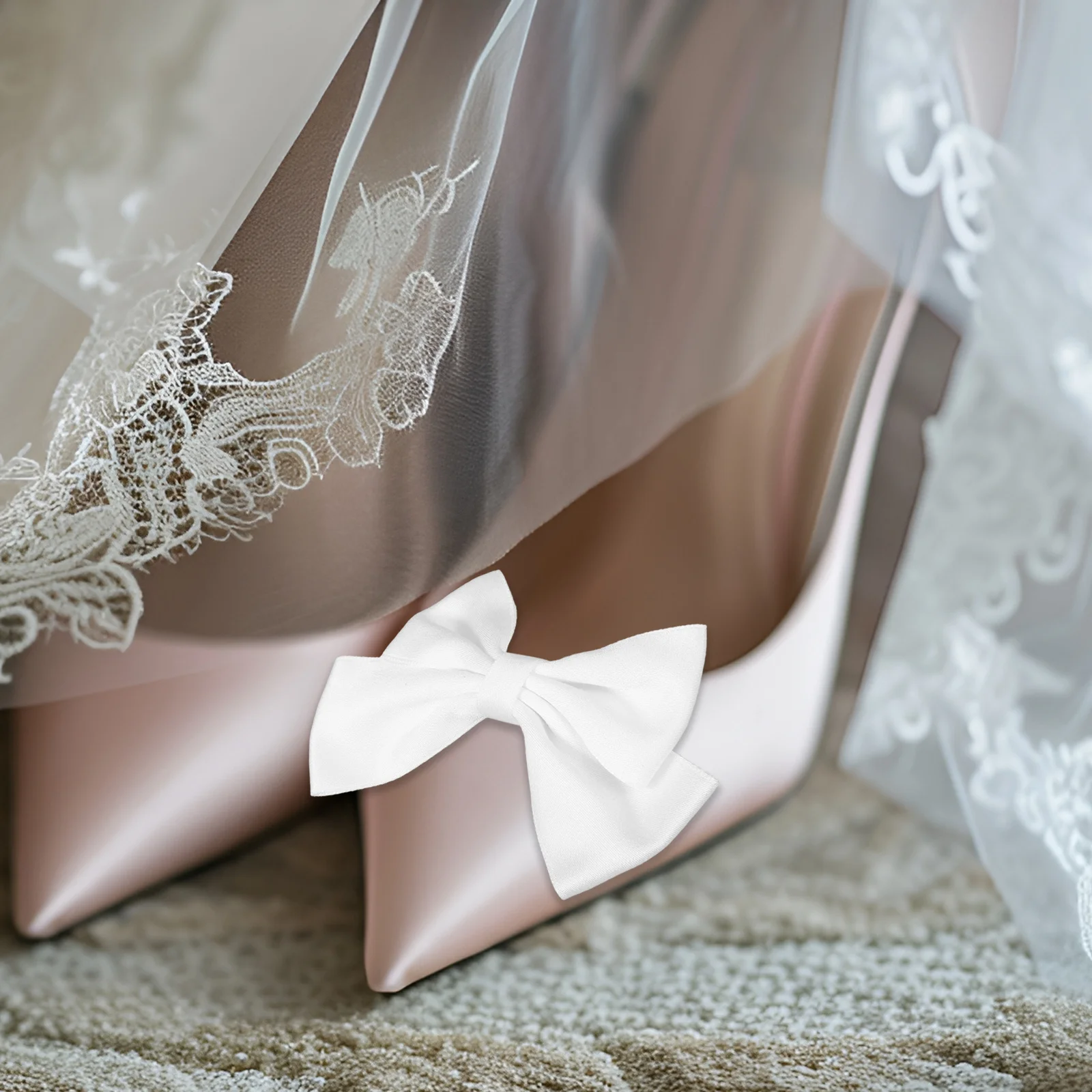 

PRETYZOOM 1 Pair White Satin Bow Shoe Clips Removable Buckle for Wedding High Heels Decoration Charm
