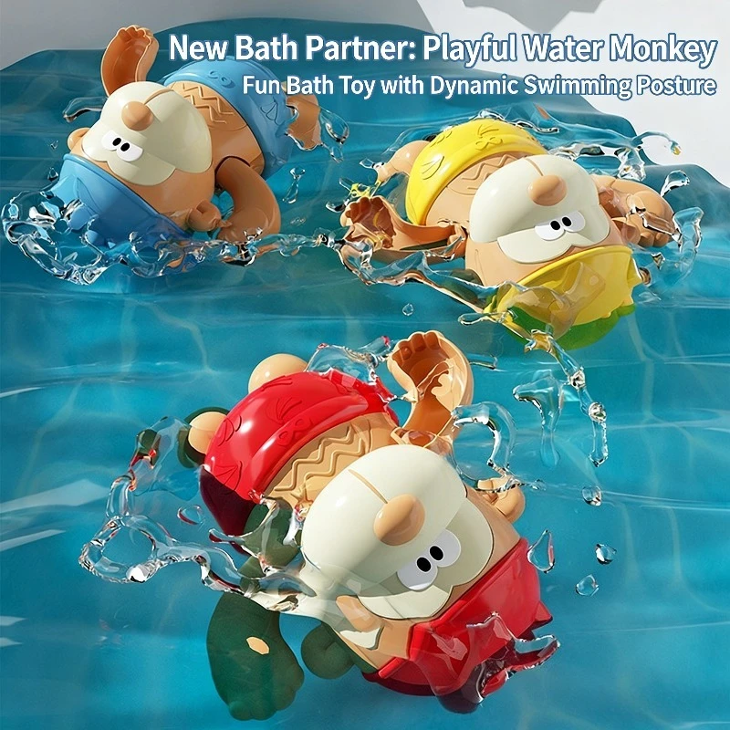 Baby Monkey Bathing Toy Summer Bathroom Water Play Toy Exercise Finger Flexibility Soothe Baby Bathing Game Clockwork Toy