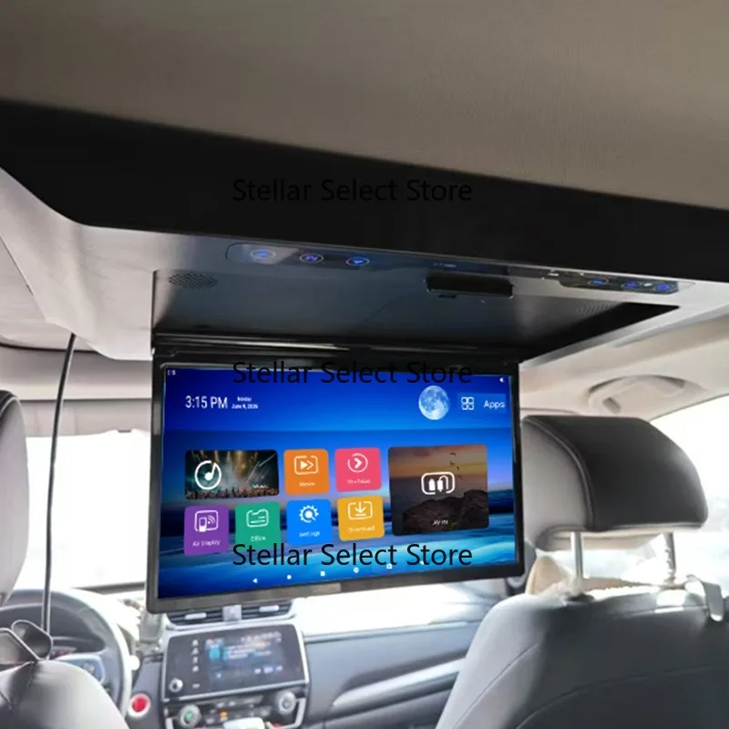 15.6 Inch And-roid Car Ceiling Mount Mo-nitor Panoramic Sunroof Entertainment Screen Damage Free Install