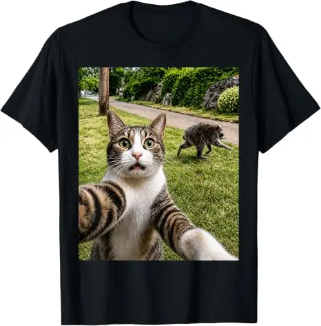 Jimothy Cat Selfie Raccoon Legend T-Shirt Y2k Niedliches Jimothy Raccoon Kitty Lover Grafik-Bekleidung für Frauen Männer Streetwear T-Shirts – Detail 14