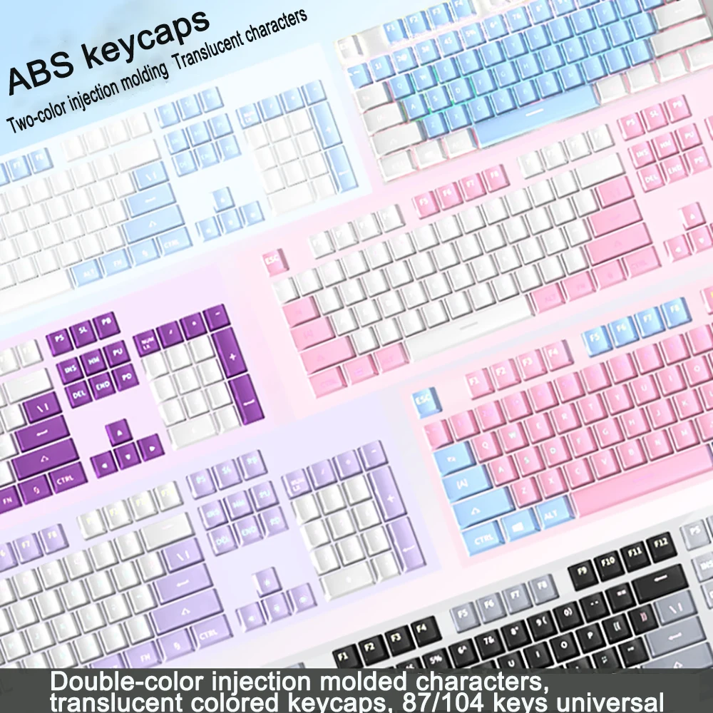 ABS OEM Profile Two-color Injection Molding Character Light Transmission Mechanical Keyboard Keycap 61/87/104/108 keys Universal