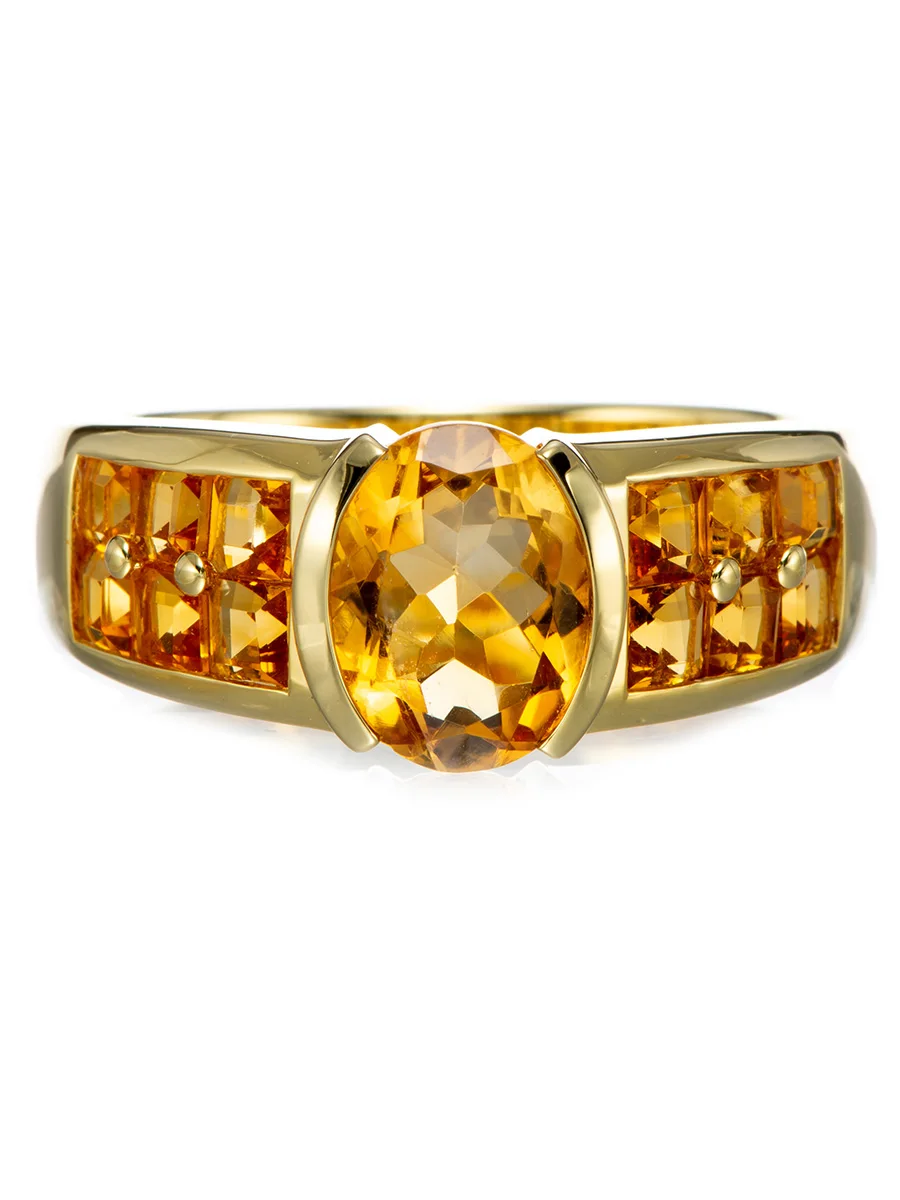 

Кольцо GESIDE из желтого золота 18 карат с цитрином поверх стерлингового серебра