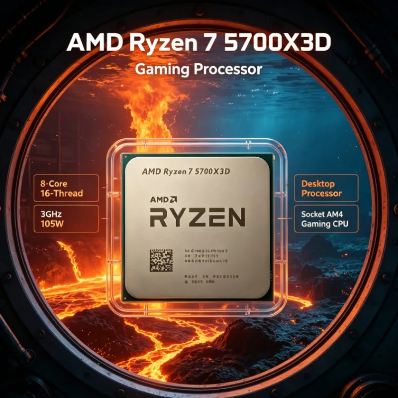 AMD R7 5700X3D Ryzen 7 Desktop CPU 8 Cores 16 Threads 3.0GHz 105W Socket AM4 DDR4 Processor