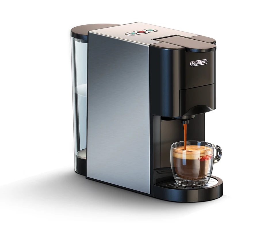 HiBREW Kaffeemaschine 5in1 Espresso mit mehreren Kapseln Dolce Milk&Nespresso&ESE Pod&Pulver Kaffeemaschine Edelstahl Metall H3A – Detail 4