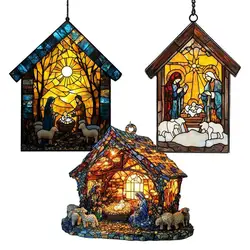 Christmas Nativity Sun catchers Sturdy Window Suncatchers Nativity Scene Suncatchers Holiday Decorations for Family