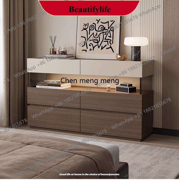 

z183 Итальянский минималистичный шкаф из цельного дерева с шестью ящиками, спальня, прикроватный шкаф для хранения вещей, перегородка для входа в гостиную