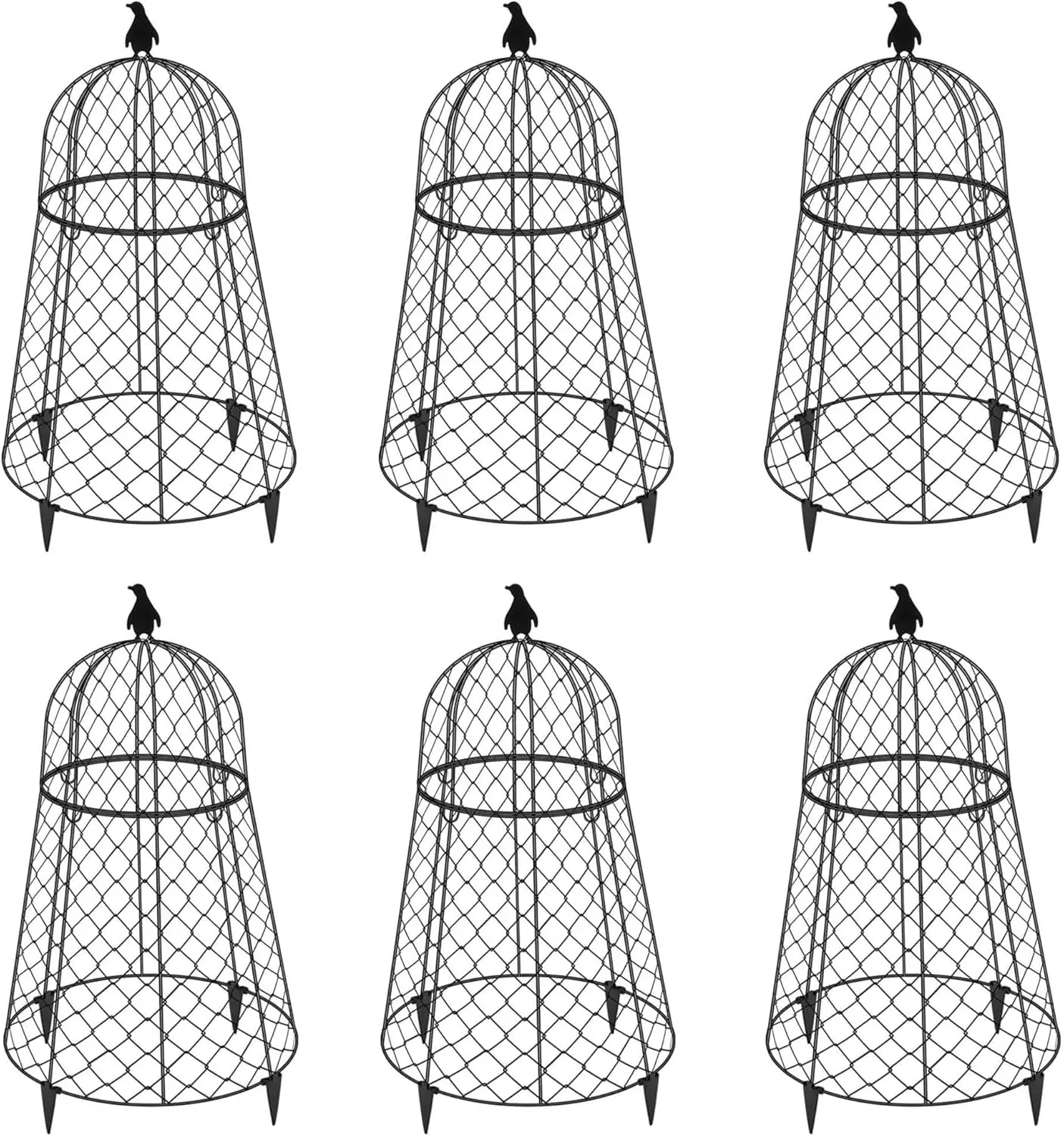 

6-Pack 13"x20" Chicken Wire Plant Cloches, Rustproof Metal Mesh Garden Protectors for Seedlings