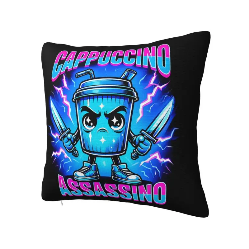 Italian Brainrot Cappuccino Assassino Throw Pillow Case Home Decorative Cushions Cover For Sofa Car Square Polyester Pillowcase