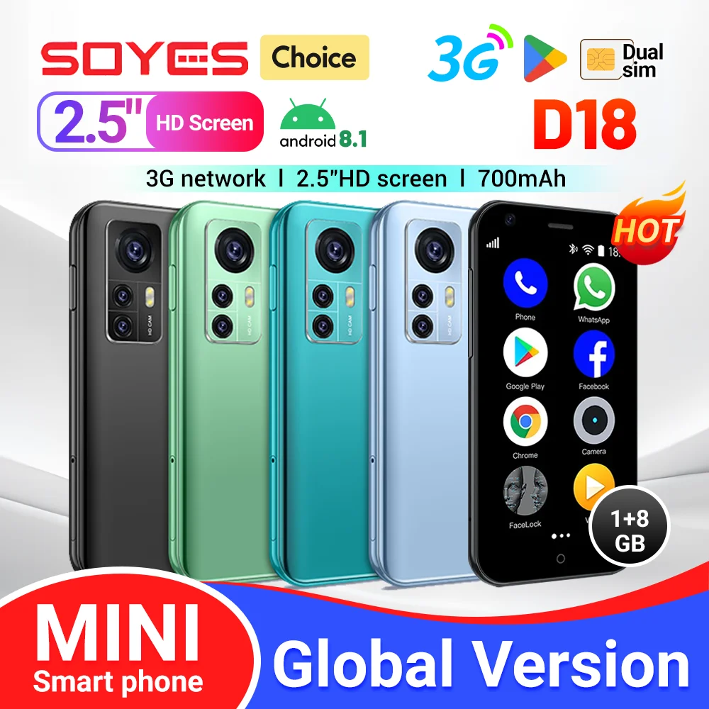 SOYES D18 Mini Android smartphone 3G network quad-core 700mAh rear 5 megapixel camera dual sim dual standby