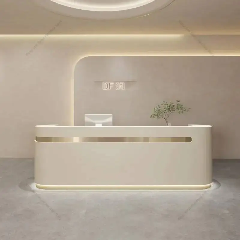 

Nordic - Luxury Modern Cream-Style Furniture Reception Desks Specifically Designed for Beauty Salons and Customer Centers