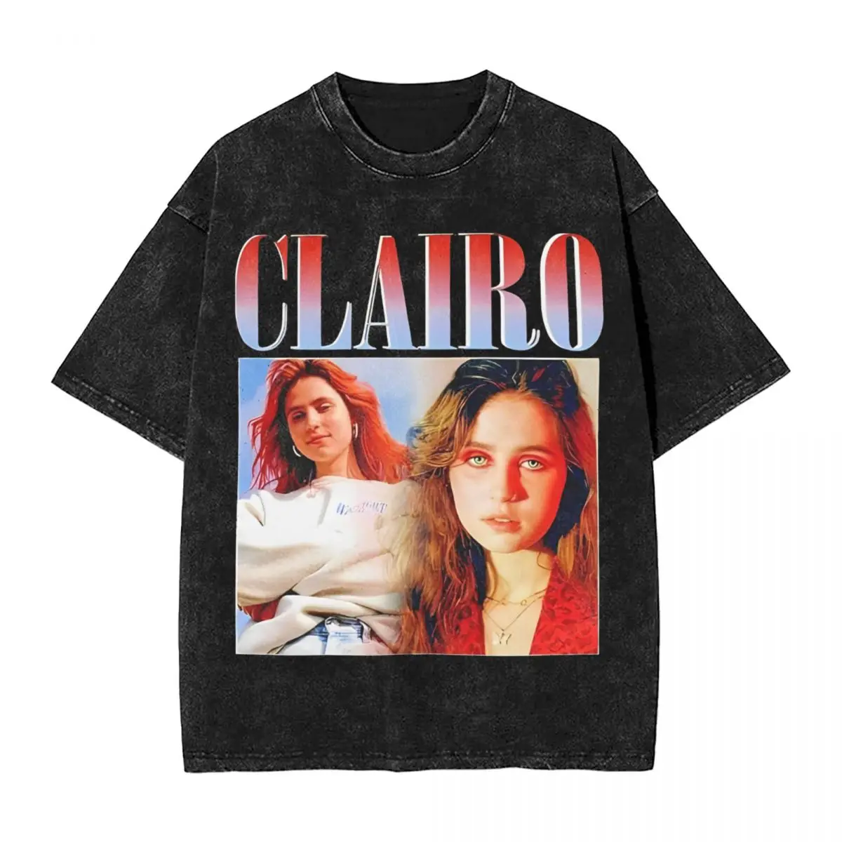 Clairo Singer Washed T Shirt Streetwear Hip Hop Novelty T-Shirts Charm Tees Tops Men Women Short Sleeve High Street Graphic