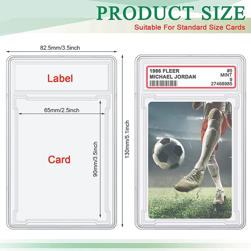 10 Pcs Trading Cards Protector Case Acrylic Clear Graded Card Holders With Label Position Hard Card Sleeves