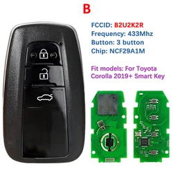 CN007131 Aftermarket 3 Button Smart Key Remote  Frequency 434MHZ 4A Chip FCCID Number B2U2K2R PN 61E466-0010 For Toyota Corolla