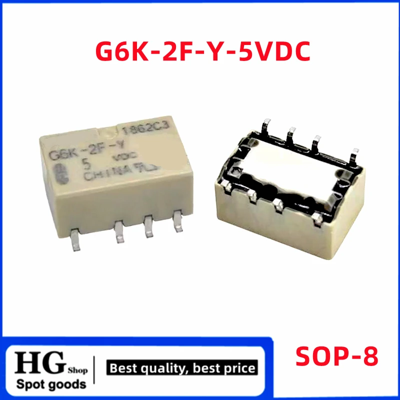 5PCS/Lot original G6K-2F-Y-5VDC G6K-2F-Y-5 G6K-2F-Y SOP-8 1A 5V two-switch two-close signal relay