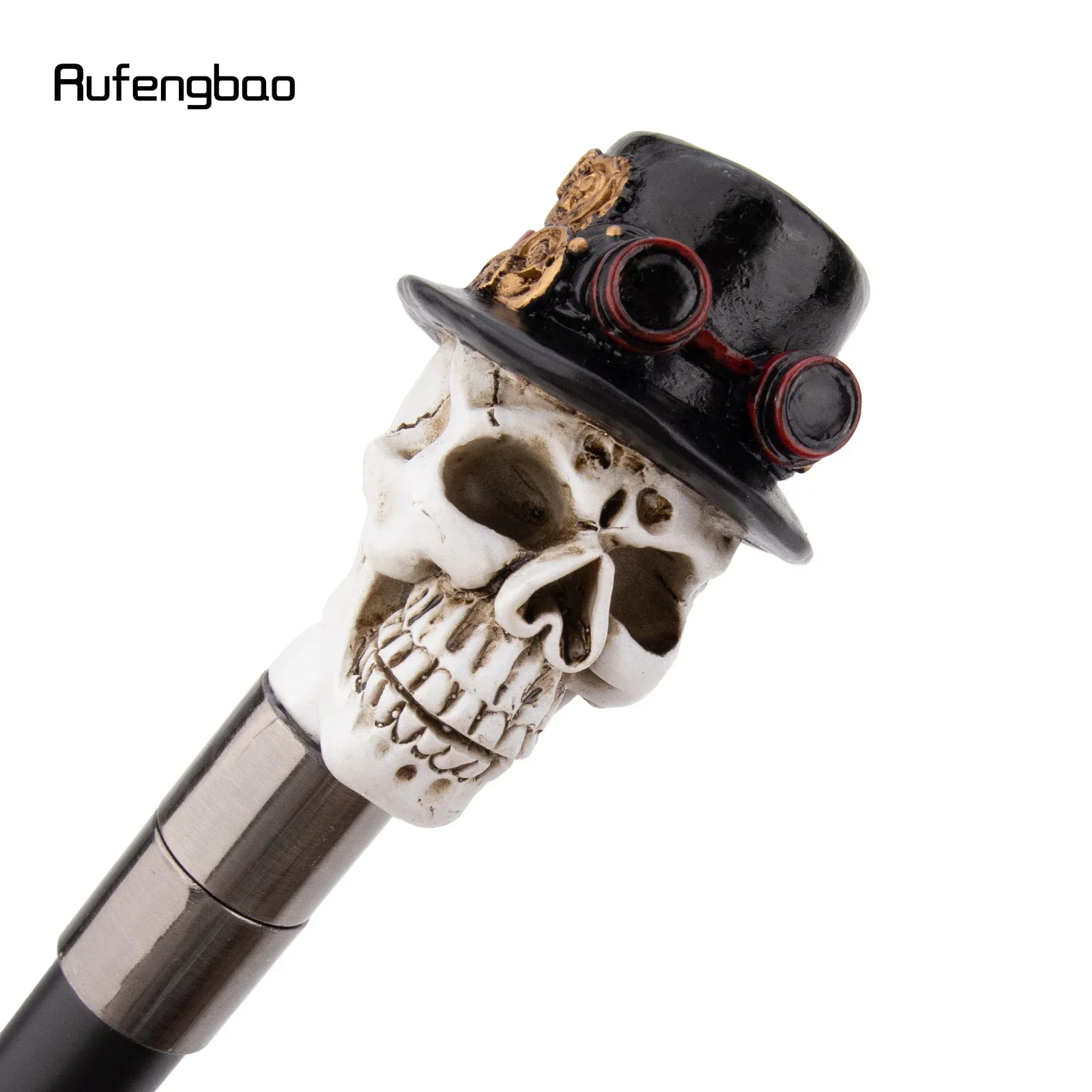 Sombrero negro de resina amarilla, bastón para caminar con cabeza de calavera, palo de acero decorativo a la moda, perilla de bastón de Cosplay elegante para caballero, báculo de 95cm