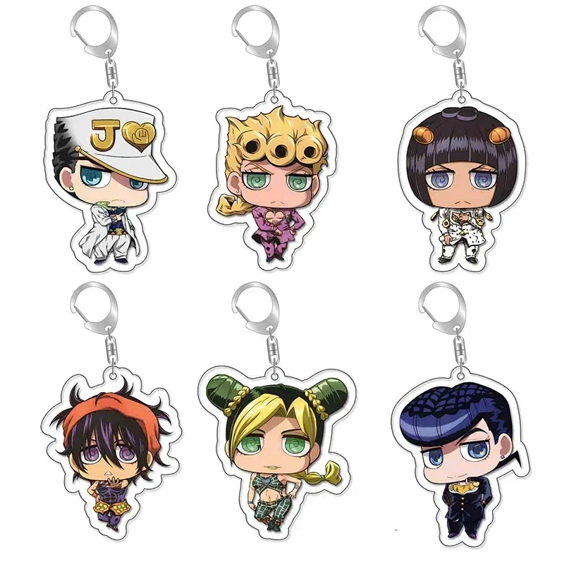 

New Anime JOJOS Bizarre Adventure Keychain Cartoon Figure Pendant Key Chain Car Keyring Bag Jewelry Gift Cosplay Accessories