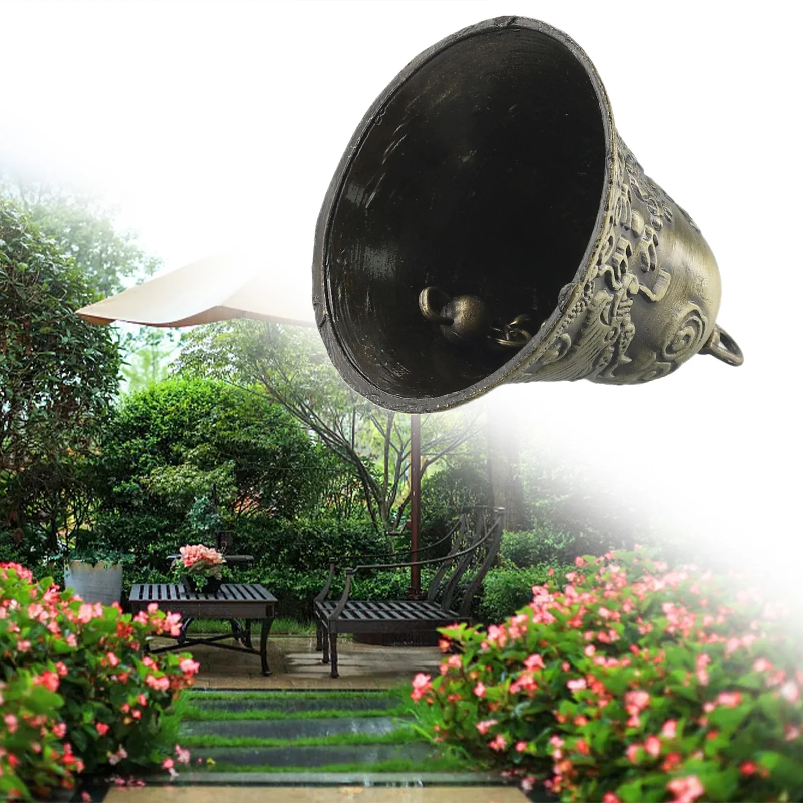 Brass Animal Bell for Cattle Horses Sheep Dogs Featuring Antique Design and Zinc Alloy Construction for Outdoor Use
