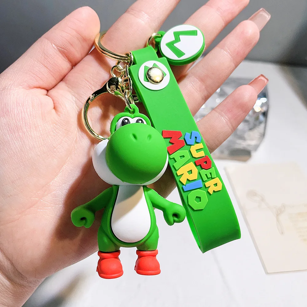 Super Mario Keychain Mario Bros Luigi Toad Yoshi Bowser Action Figure Model Pvc Cartoon Bag Doll Pendant Toys Gift