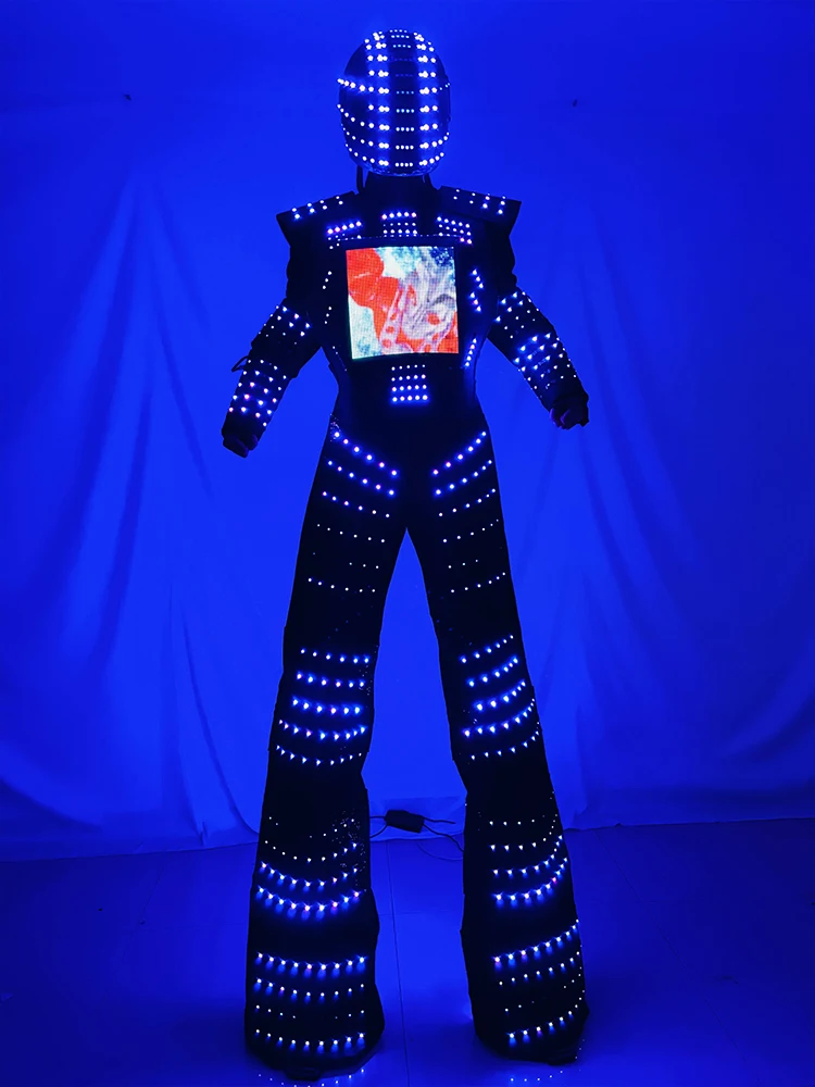 LED Robot Costume led Clothes Luminous Traje Stilts Walker Costume Full Color Change Kryoman Celebrating Party Events Suit