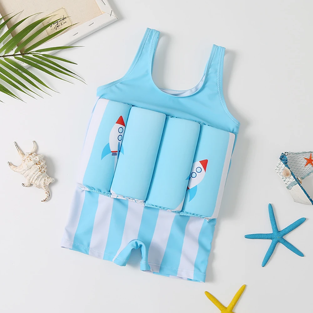 Jlong Kids Boys Floatation Swimsuit pływalność One Piece stroje kąpielowe 2-9 lat Cute Cartoon dziewczynek Float paski kamizelka do pływania