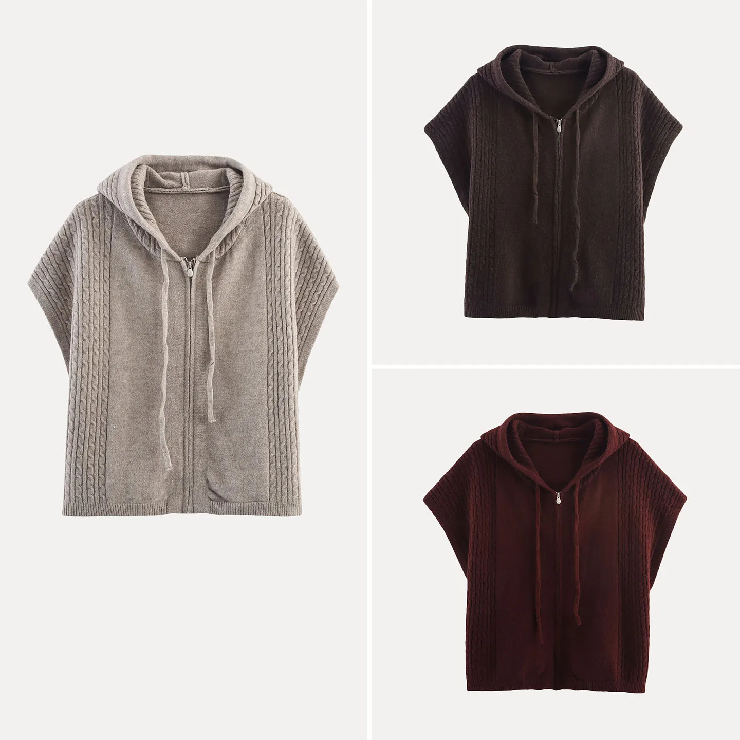 

Модный вязаный кардиган на молнии с капюшоном, открытый кардиган, свитер, жилет, топ, женский повседневный топ, осень 2025 Z, брендовый трикотаж