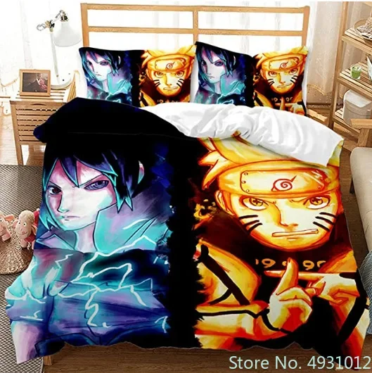 Hot Naruto Whirlpool Nine Tailed Fox Bedding Set Pillowcase Anime Bedclothes 3D Printed Kids Adult Boys Quilt Duvet Cover Gift