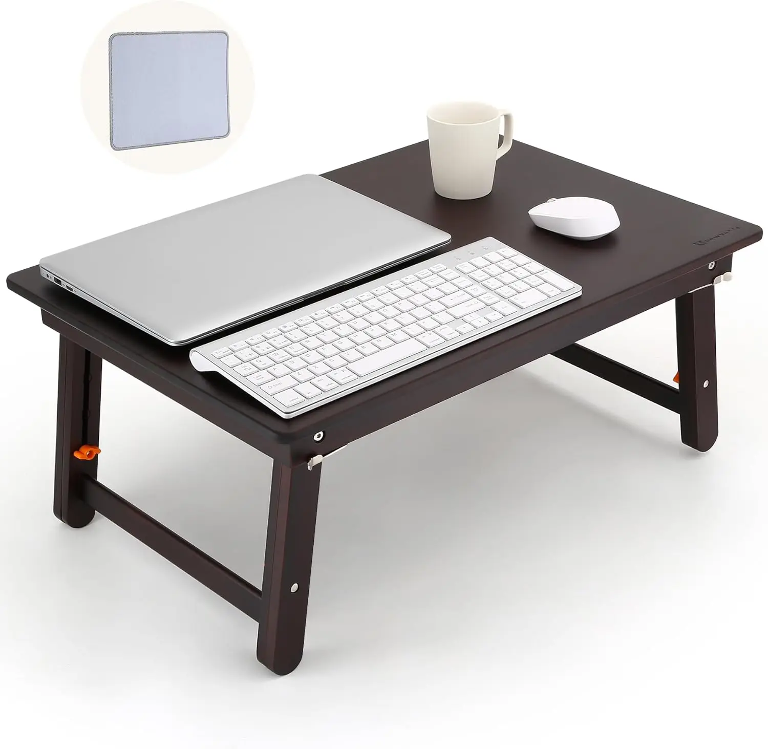 

Foldable Laptop Desk 25.6 Inch Bed Tray Table with Mouse Pad, Adjustable Height for Writing Eating Gaming