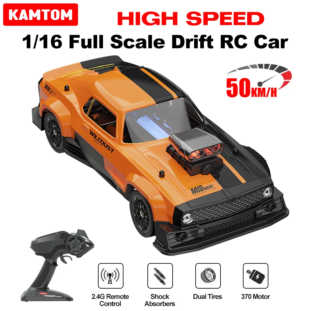 KAMTOM 1/16 Drift Car 2.4G 50KM/H Remote Control Racing Car 4WD Dual Tires with ESP Gyro High Speed Model Vehicle Toy Car Gift