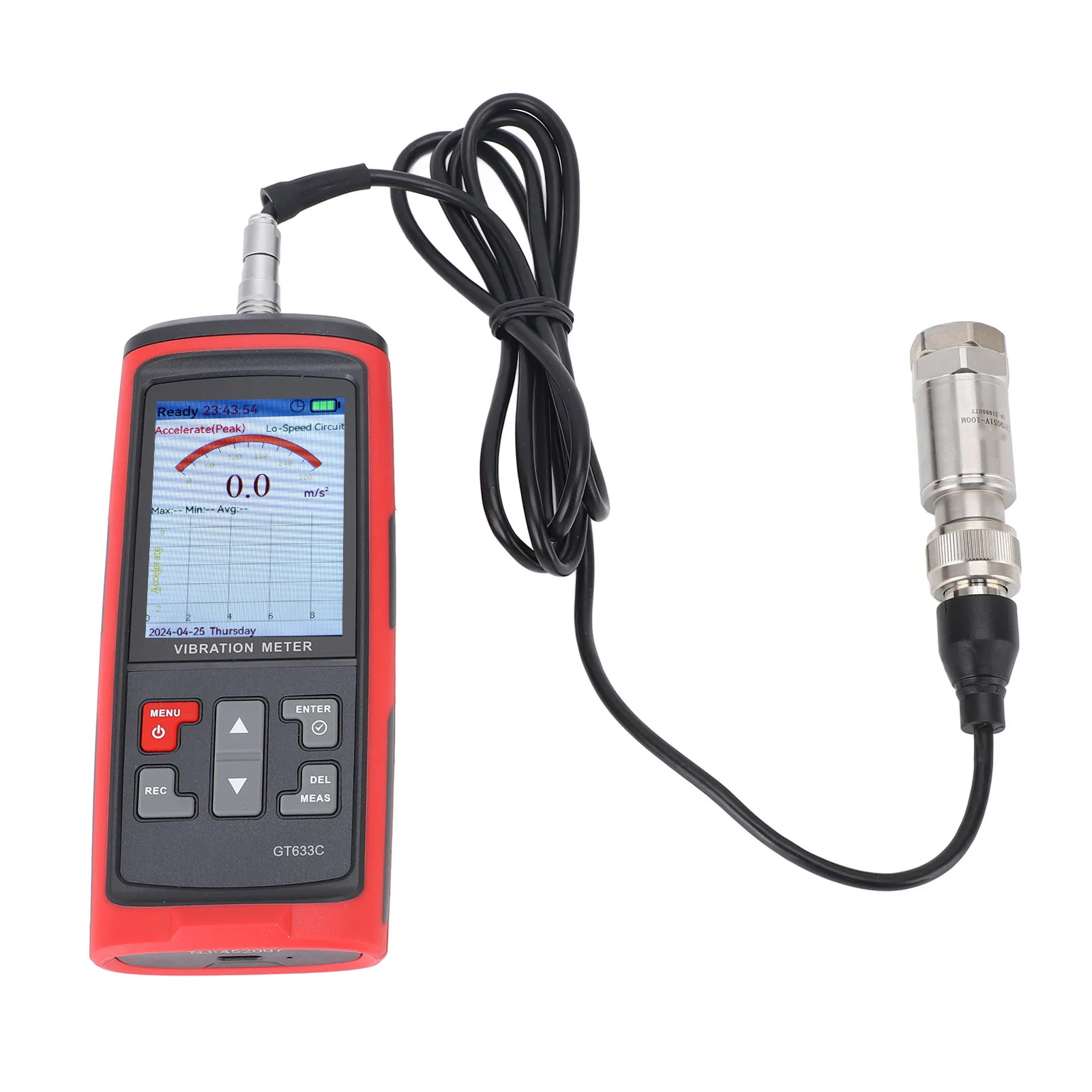 GT633C compteur de vibrations couleur LCD analyseur de vibrations numérique vitesse d'accélération Distance fréquence température Mode de test