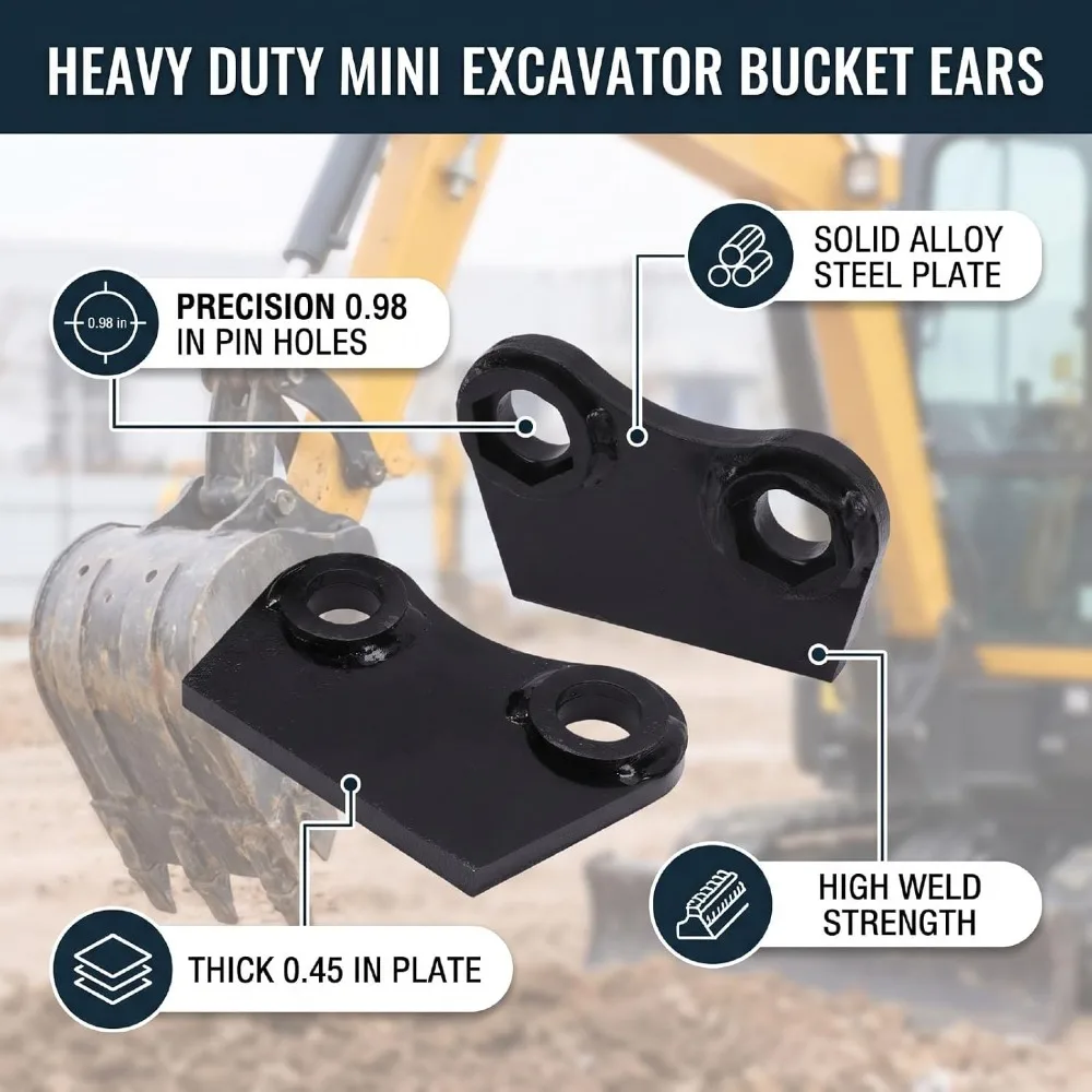2pcs Weld On Design Mini Excavator Bucket Ears Universal Fit Excavator Bucket Attachment Weld On Bucket Brackets