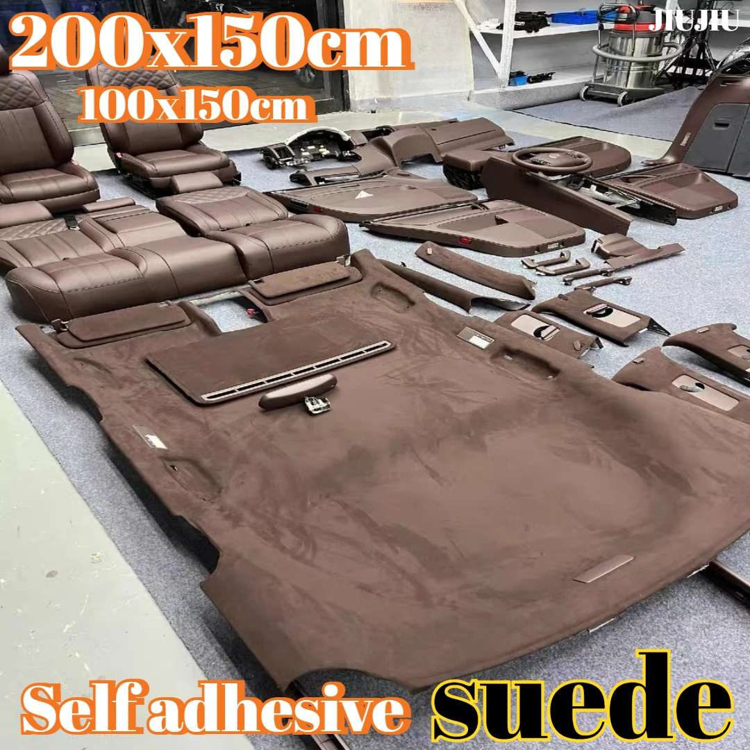 Max 200x150cm Car Roof Lining Canopy Fabric Door Panel A-pillar Self-adhesive Suede Car Interior Repair Ceiling Canopy Fabric