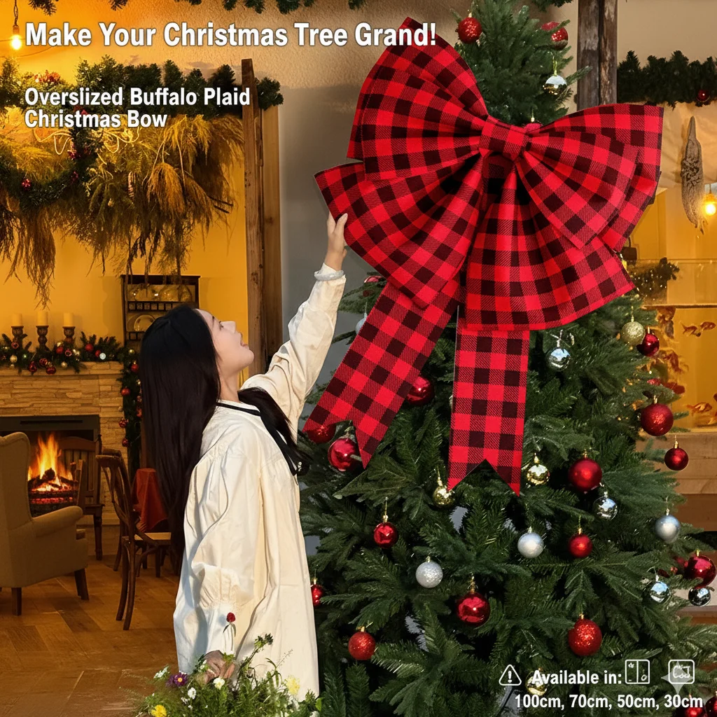 

Oversized EVA Foam Bow Handmade Red Plaid Decoration for Wedding Christmas Party New Year DIY Home Decor Backdrop Ornament