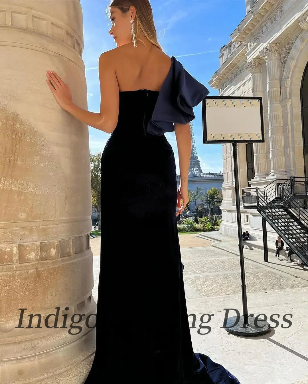 Indigo Black Satin Prom Dresses Strapless Mermaid Women Formal Patry Elegant Dress Saudi Arabia  فساتين الحفلات Customized