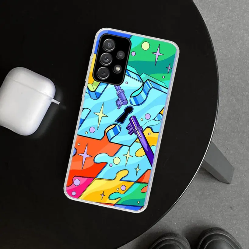 Autism Support Puzzle Phone Case for Samsung Galaxy A15 A25 A35 A55 A14 A24 A34 A54 A04S A13 A23 A33 A53 A03S A52 A12 A22 A32 A0