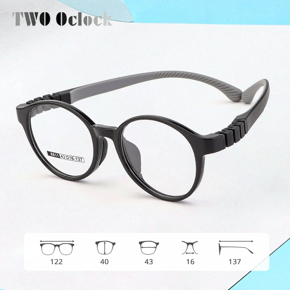 Flexible Flexible Child Eyeglasses Frame Round Prescription Optic Frame No Diopter Glasses Kid Girl Boys Eyewear Lightweight 43