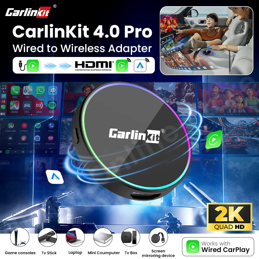 2025 CarlinKit 4.0 Pro CarPlay إلى CarPlay أندرويد السيارات محول لاسلكي HDMI المدخلات دعم جهاز استقبال للتليفزيون صندوق التلفزيون PS4 PS5 Xbox Mini PC #1