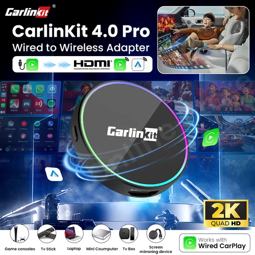 2025 CarlinKit 4,0 Pro CarPlay a CarPlay Android adaptador inalámbrico automático entrada HDMI soporte Tv Stick Tv Box PS4 PS5 Xbox Mini PC