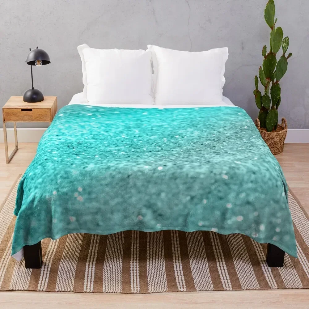 

Aqua Teal Ocean Glitter #1 (Faux Glitter) #shiny #decor #art Throw Blanket Modern Design Soft Blanket for Home Decor