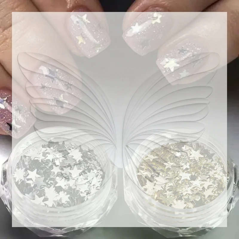 3D Gold Silver Sparkle Star Nail Art Sequins 2 Boxes Glitter Pentagram Manicure Decor as Great Gift for Nail Lovers