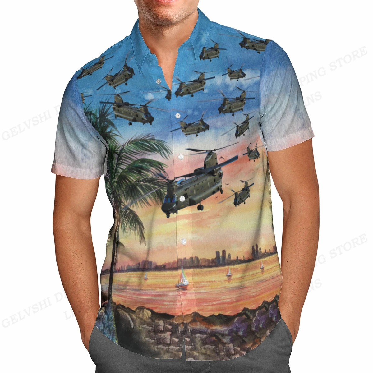 Summer Hawaiian Shirts Fish Printed Shirt Men Women Fashion Short Sleeve Blouse Men\'s Vocation Lapel Shirts Beach Camisas Sea