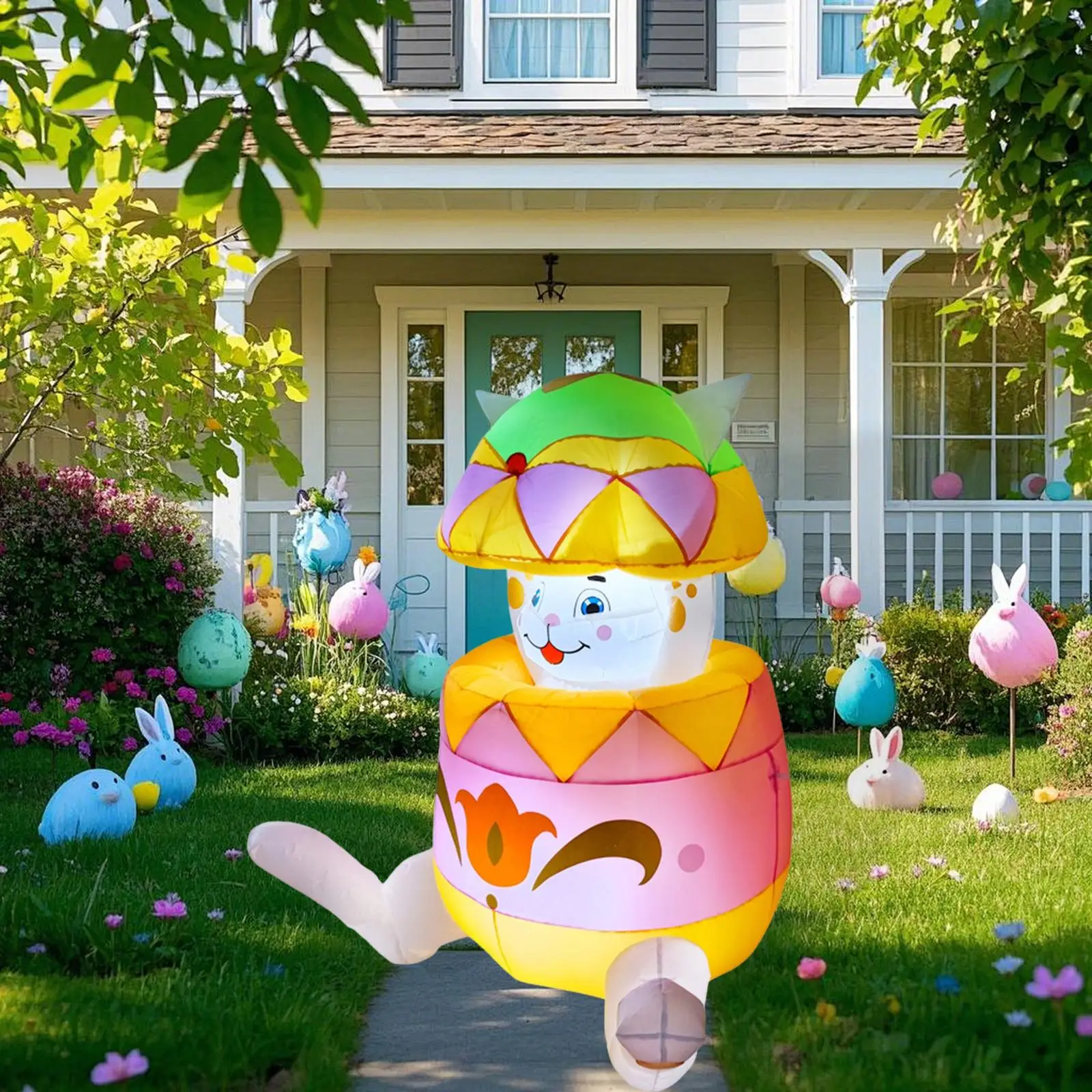 

Easter Inflatable Outdoor Decoration,Ornament Built in LED Light Novelty Blow up Yard Decor Easter Bunny Egg for Home Holiday