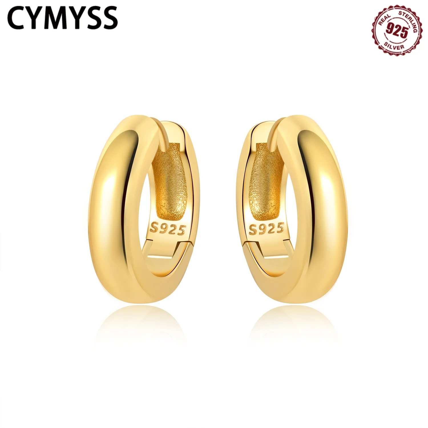 

CYMYSS S925 Silver Retro Thick Dome Pendant Women's Earrings Gold Plated Thick Tears Earrings Declaration Wedding Jewelry Gifts