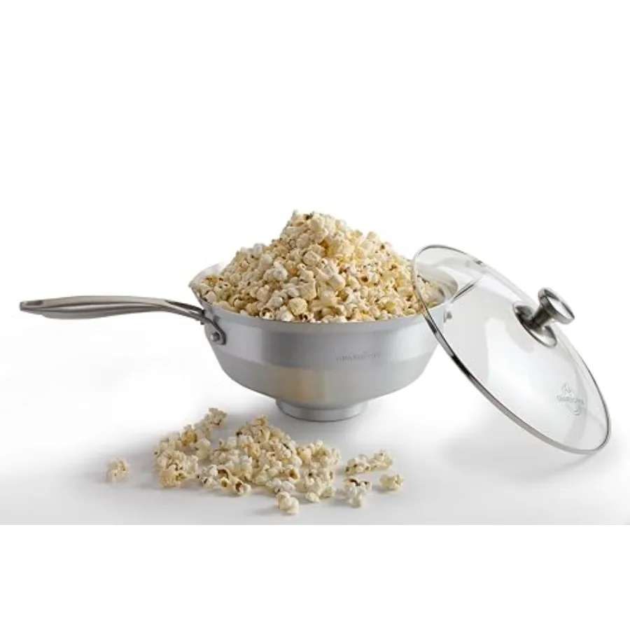 

Stovetop Popcorn Popper with Non-Stick Coating for Perfect Kernels No-Shake No-Stir Design Easy Serving and Heat Distribution i