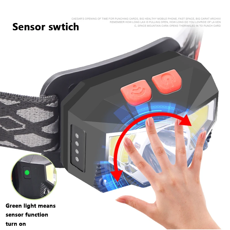 20000lums Hands-free LED Headlamp Motion Sensor head lamp headlight Torch Lantern Built-in battery inductive with Portable box