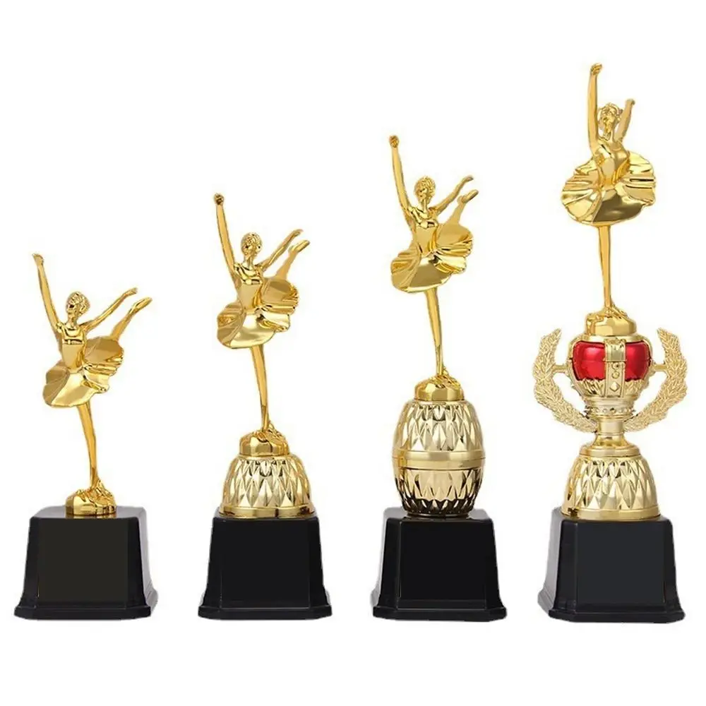 1PC 플라스틱 골드 트로피 발레 트로피 상 고품질 골드 트로피 상 우승자 상 트로피 장난감 학교 보상 공급