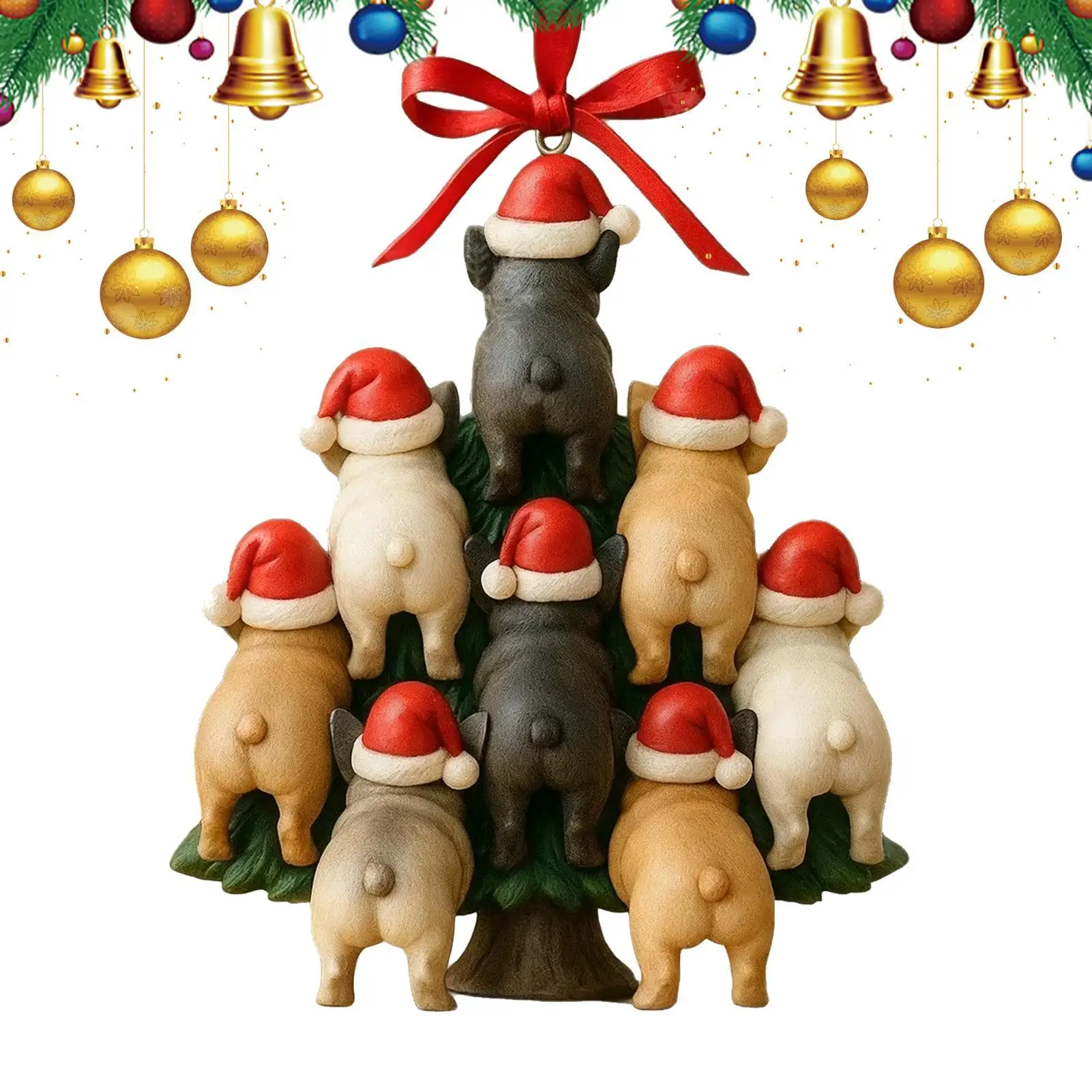 

Собачьи украшения для рождественской елки 2D акриловые праздничные украшения на память бульдог Рождественские елочные украшения для двери, окна, камина